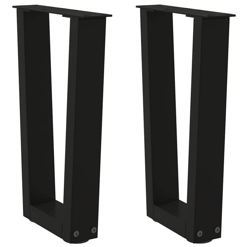 Nogi do stolika kawowego w kształcie litery V 2 szt. Czarne 28x(42-43,3) cm Stal