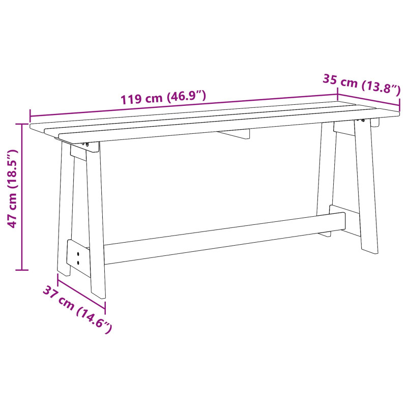 Ławka ogrodowa Naturalny 119 x 47 x 35 cm Drewno sosnowe