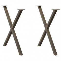 Nogi do stołu jadalnego w kształcie litery X 2 szt. Naturalna stal 80x(72-73) cm Stal