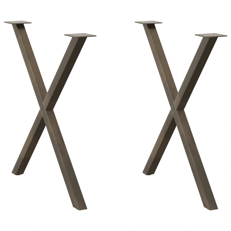 Nogi do stołu jadalnego w kształcie litery X 2 szt. Naturalna stal 80x(72-73) cm Stal