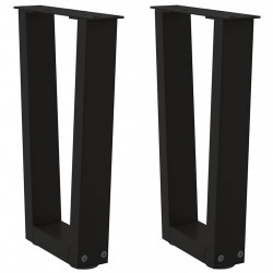 Nogi do stolika kawowego w kształcie litery V 2 szt. Czarne 38x(42-43,3) cm Stalowe