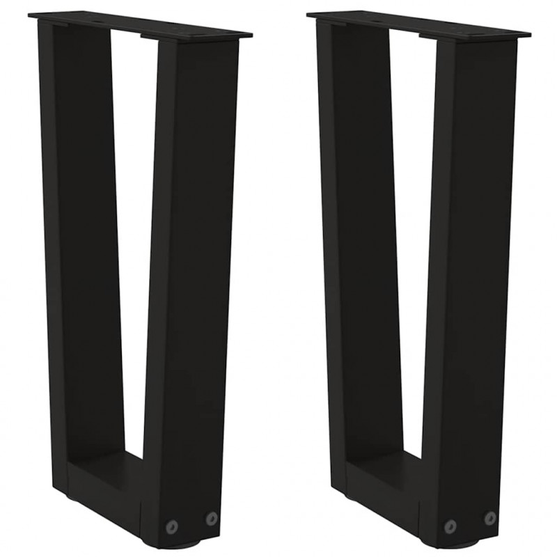 Nogi do stolika kawowego w kształcie litery V 2 szt. Czarne 38x(42-43,3) cm Stalowe
