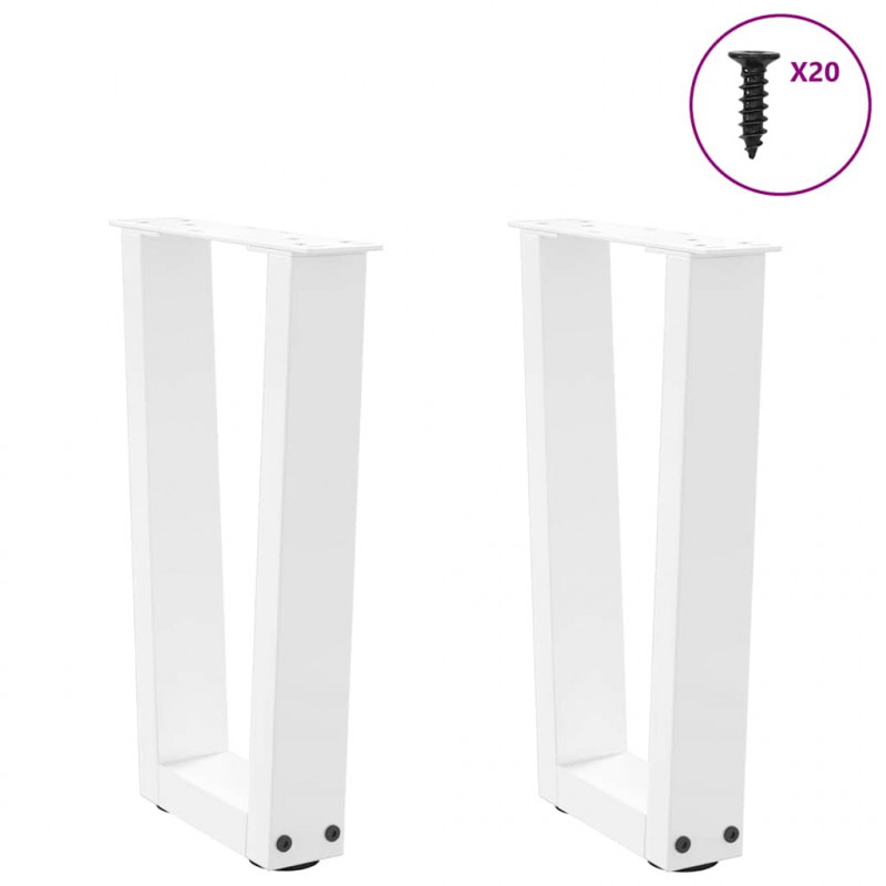 Nogi do stolika kawowego w kształcie litery V 2 szt. Białe 38x(42-43,3) cm Stal