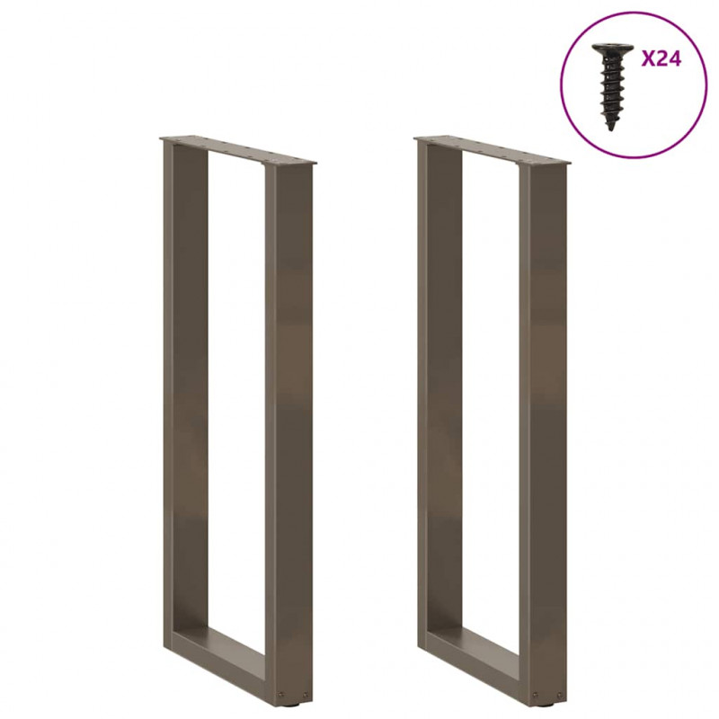 Nogi do stołu barowego w kształcie litery U 2 szt. Naturalna stal 50x(100-101) cm Stal