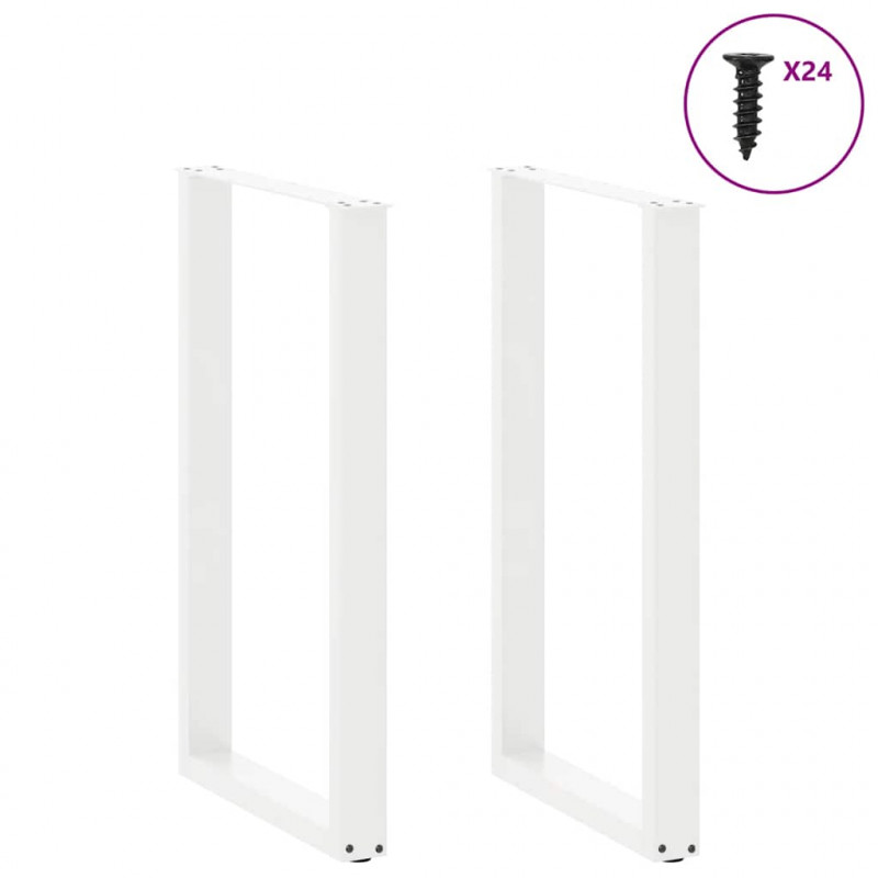 Nogi do stołu barowego w kształcie litery U 2 szt. Białe 60x(100-101) cm Stal