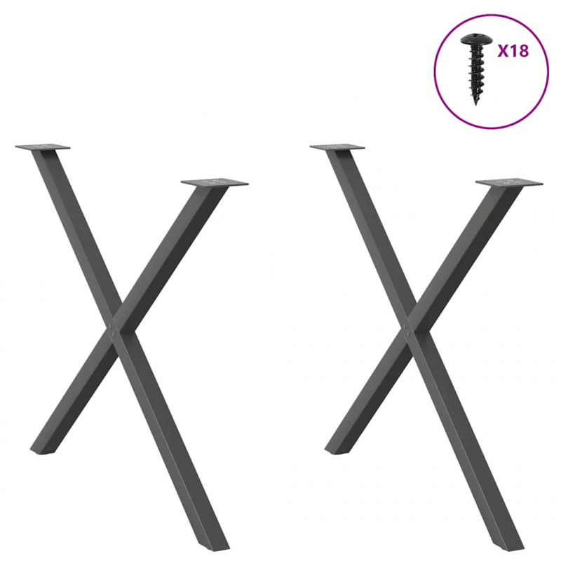 Nogi do stołu jadalnego w kształcie litery X 2 szt. Antracyt 90x(72-73) cm Stal