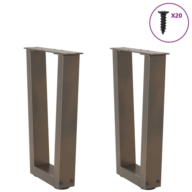 Nogi do stolika kawowego w kształcie litery V 2 szt. Naturalna stal 38x(42-43,3) cm Stal