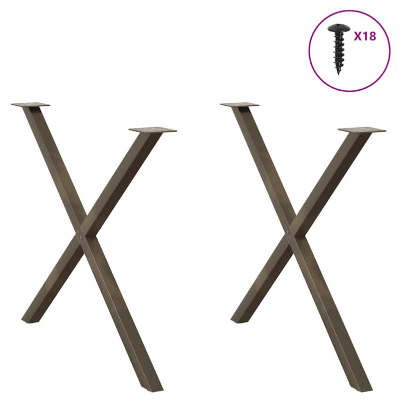 Nogi do stołu jadalnego w kształcie litery X 2 szt. Naturalna stal 90x(72-73) cm Stal
