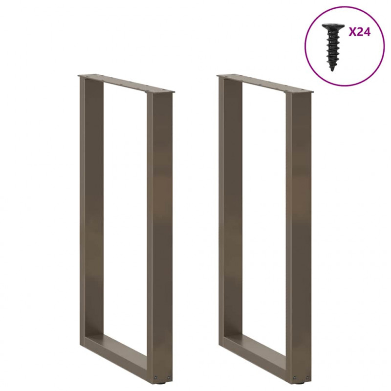 Nogi do stołu barowego w kształcie litery U 2 szt. Naturalna stal 60x(100-101) cm Stal