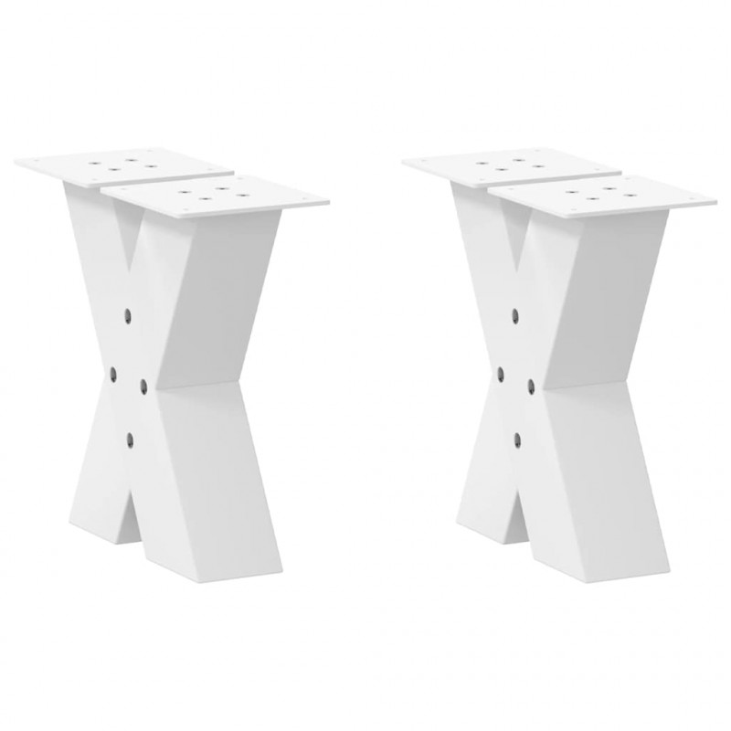 Nogi do stolika kawowego w kształcie litery X 2 szt. Białe 30x(30-31) cm Stal