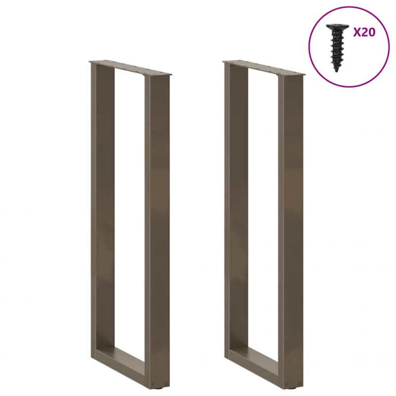 Nogi do stołu barowego w kształcie litery U 2 szt. Naturalna stal 40x(110-111) cm Stal
