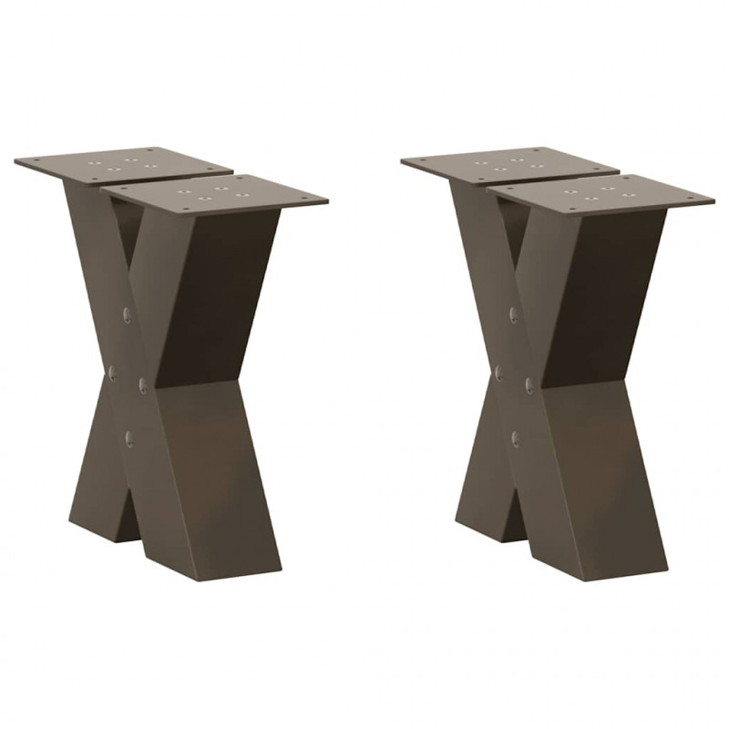 Nogi do stolika kawowego w kształcie litery X 2 szt. Naturalna stal 30x(30-31) cm Stal