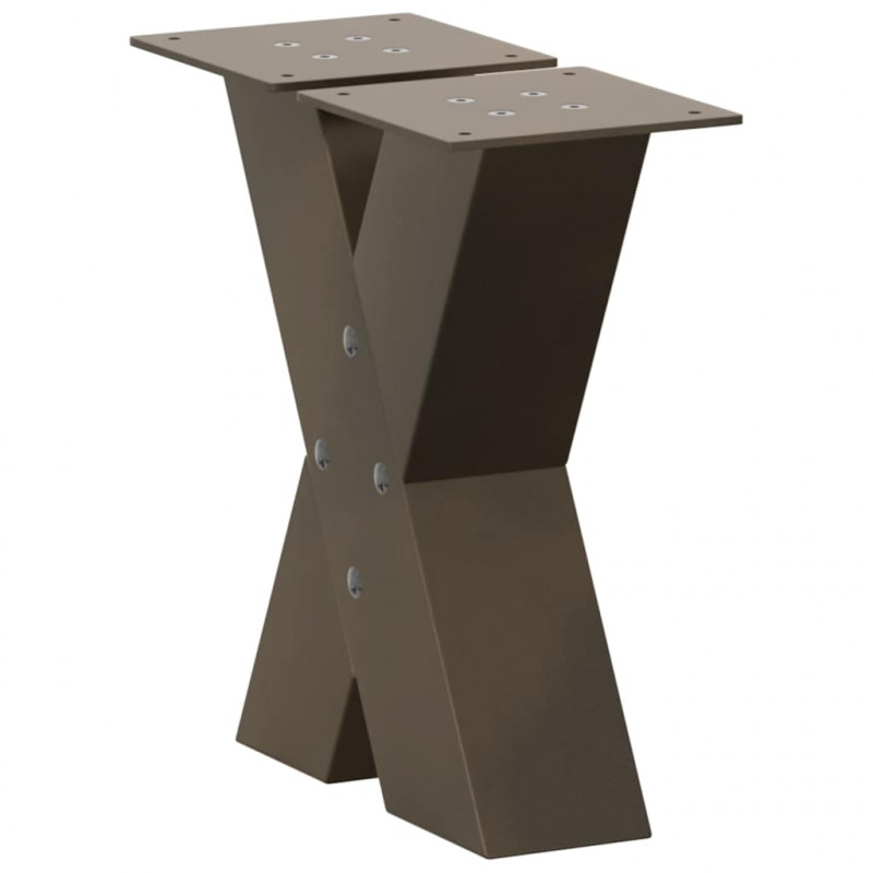 Nogi do stolika kawowego w kształcie litery X 2 szt. Naturalna stal 30x(30-31) cm Stal