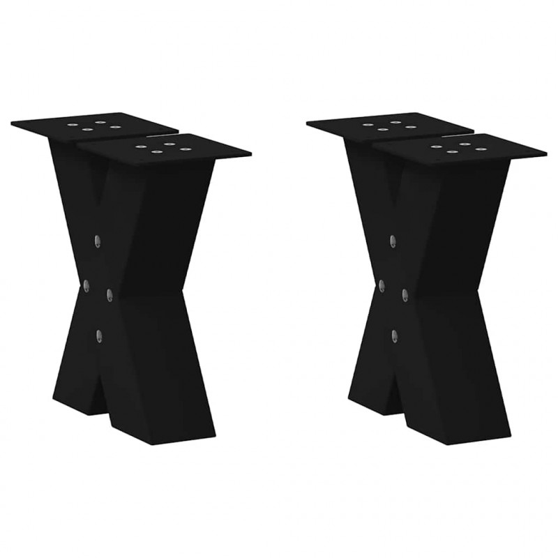 Nogi do stolika kawowego w kształcie litery X 2 szt. Czarne 40x(30-31) cm Stal