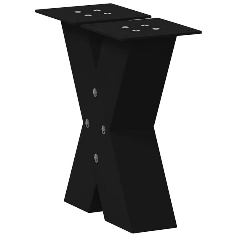 Nogi do stolika kawowego w kształcie litery X 2 szt. Czarne 40x(30-31) cm Stal