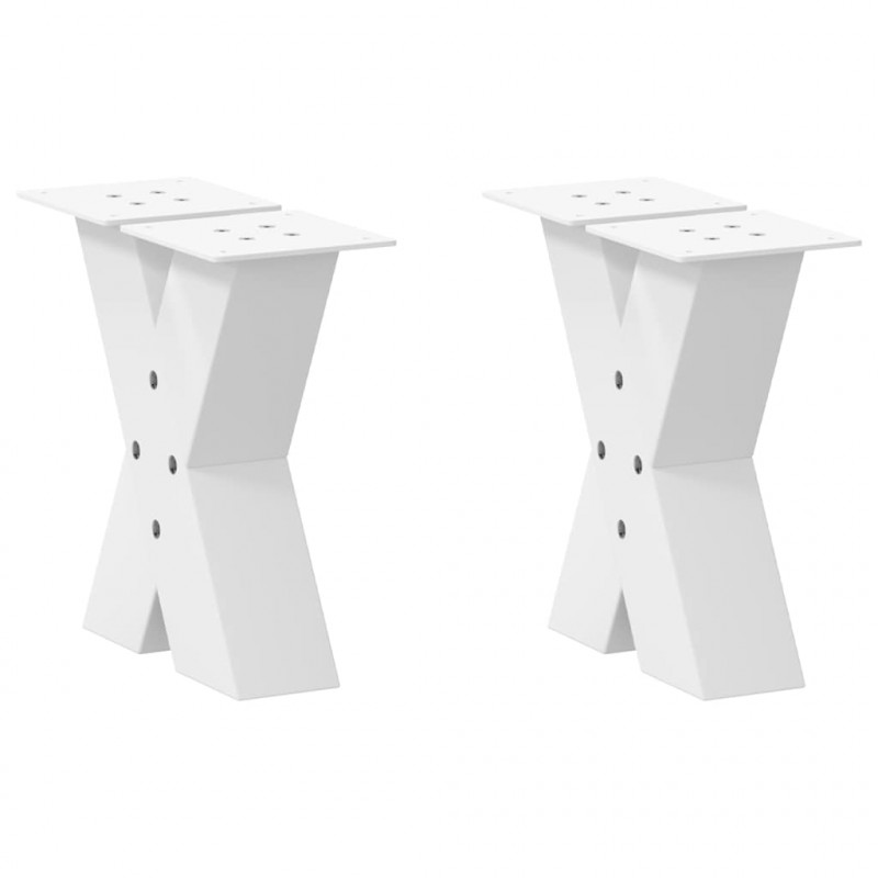 Nogi do stolika kawowego w kształcie litery X 2 szt. Białe 40x(30-31) cm Stal