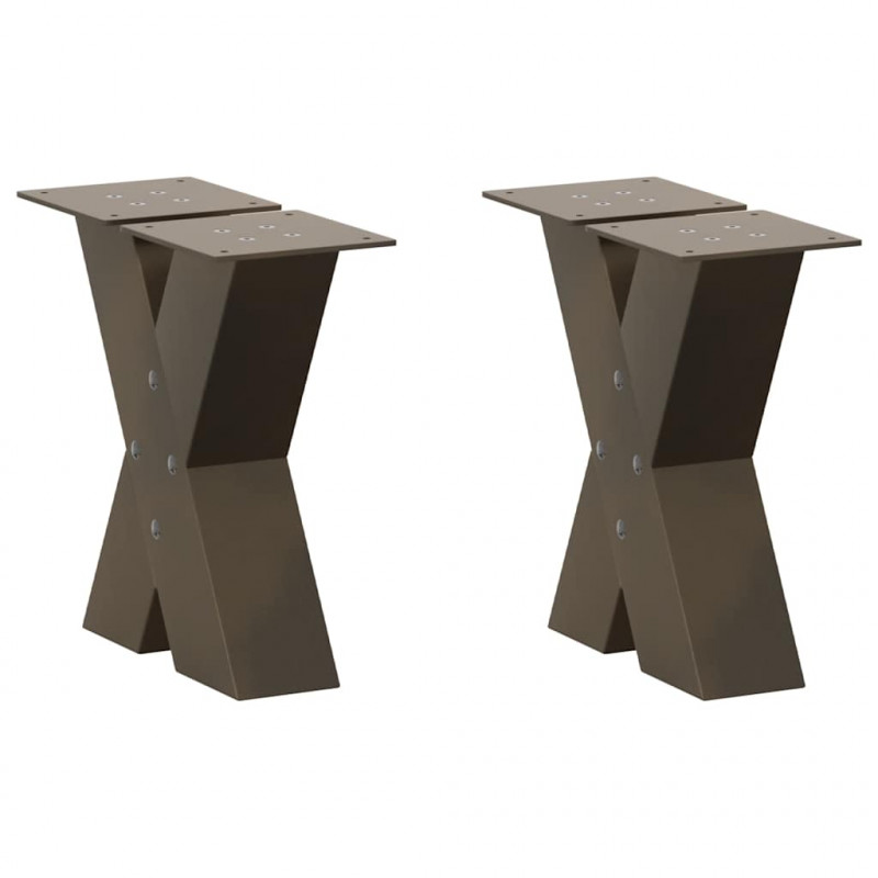 Nogi do stolika kawowego w kształcie litery X 2 szt. Naturalna stal 40x(30-31) cm Stal