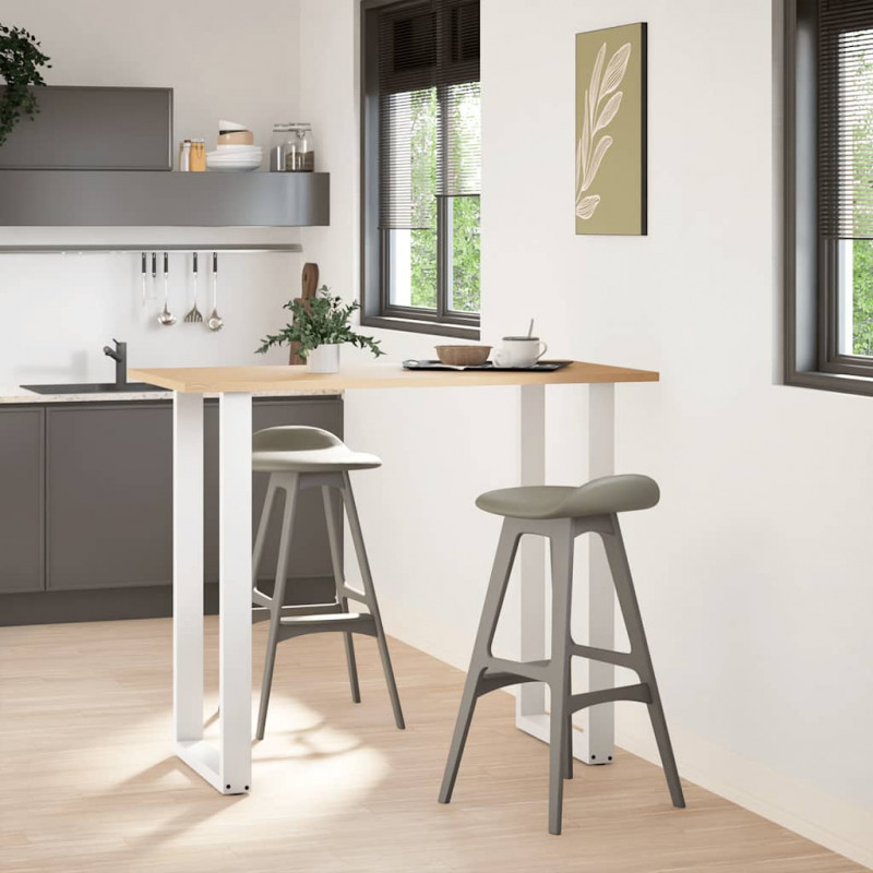 Nogi do stołu barowego w kształcie litery U 2 szt. Białe 60x(110-111) cm Stal