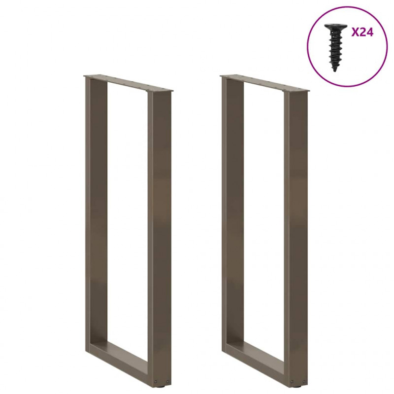 Nogi do stołu barowego w kształcie litery U 2 szt. Naturalna stal 60x(110-111) cm Stal