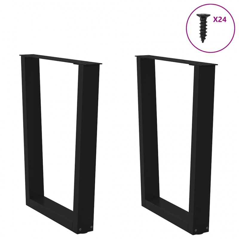 Nogi do stołu jadalnego w kształcie litery V 2 szt. Czarne 60x(72-73,3) cm Stal