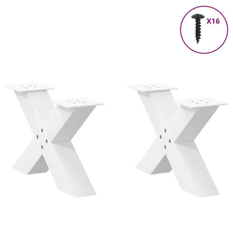 Nogi do stolika kawowego w kształcie litery X 2 szt. Białe 60x(30-31) cm Stal