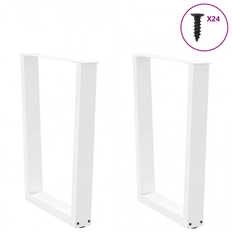 Nogi do stołu jadalnego w kształcie litery V 2 szt. Białe 60x(72-73,3) cm Stal