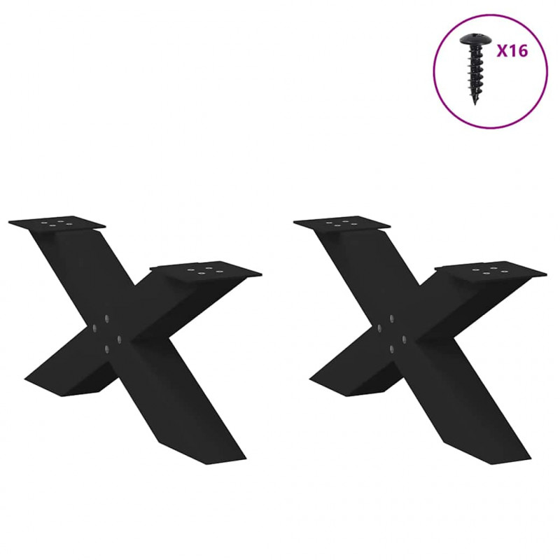 Nogi do stolika kawowego w kształcie litery X 2 szt. Czarne 70x(30-31) cm Stal