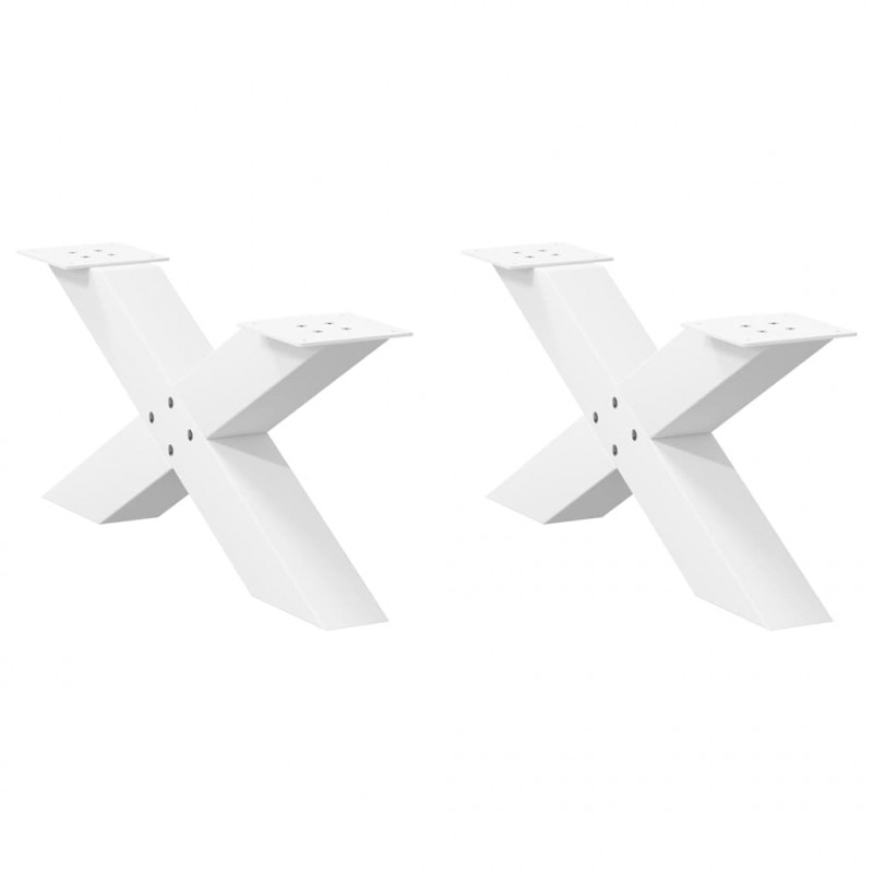 Nogi do stolika kawowego w kształcie litery X 2 szt. Białe 70x(30-31) cm Stal