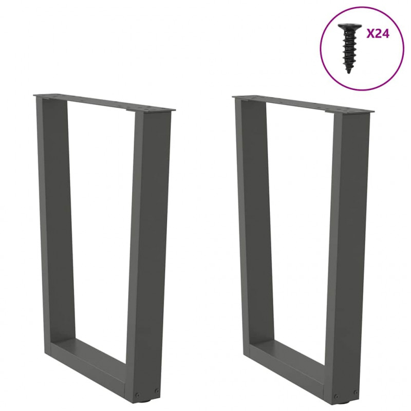 Nogi do stołu jadalnego w kształcie litery V 2 szt. Antracyt 70x(72-73,3) cm Stal