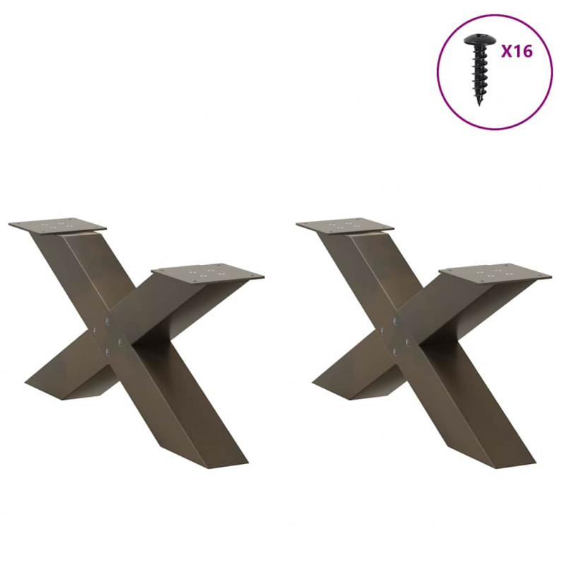 Nogi do stolika kawowego w kształcie litery X 2 szt. Naturalna stal 70x(30-31) cm Stal