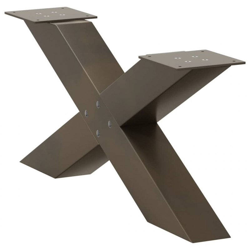 Nogi do stolika kawowego w kształcie litery X 2 szt. Naturalna stal 70x(30-31) cm Stal