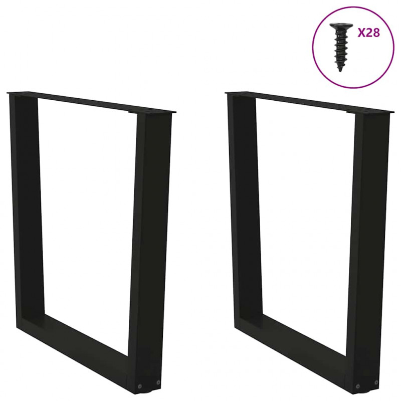 Nogi do stołu jadalnego w kształcie litery V 2 szt. Czarne 80x(72-73,3) cm Stal