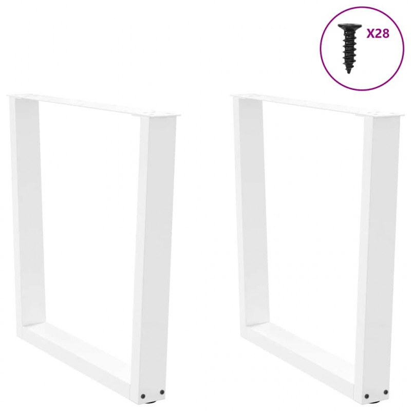 Nogi do stołu jadalnego w kształcie litery V 2 szt. Białe 80x(72-73,3) cm Stal