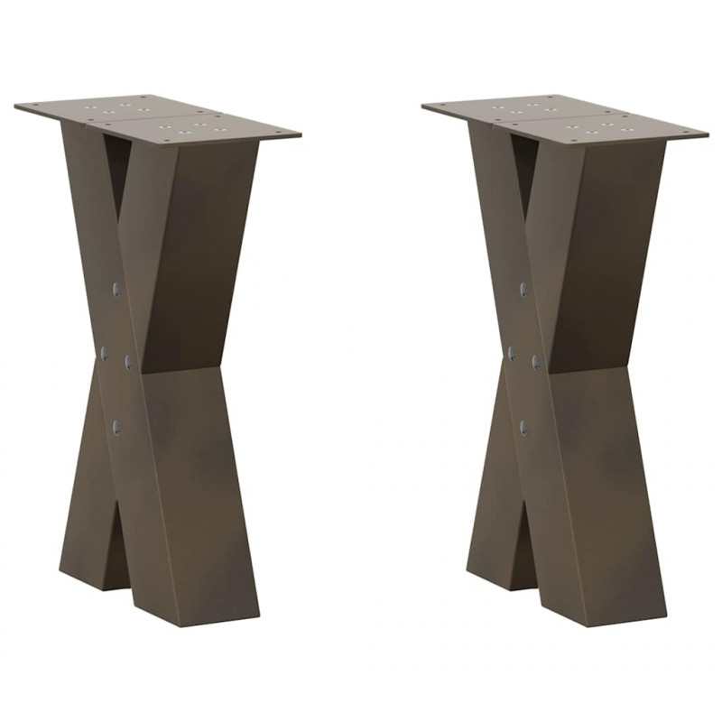 Nogi do stolika kawowego w kształcie litery X 2 szt. Naturalna stal 28x(42-43) cm Stal