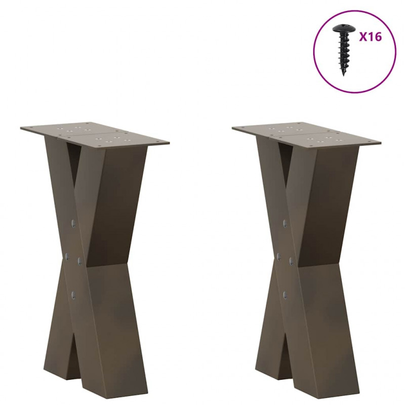 Nogi do stolika kawowego w kształcie litery X 2 szt. Naturalna stal 28x(42-43) cm Stal