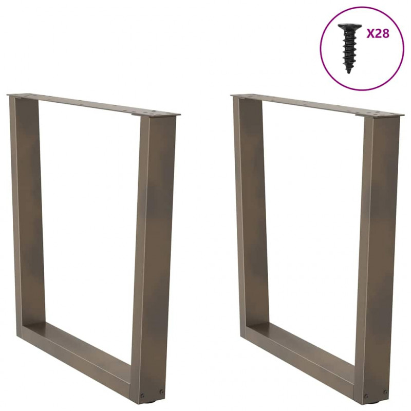 Nogi do stołu jadalnego w kształcie litery V 2 szt. Naturalna stal 80x(72-73,3) cm Stal