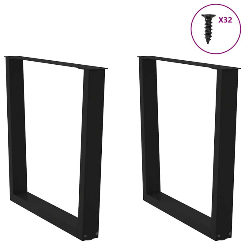 Nogi do stołu jadalnego w kształcie litery V 2 szt. Czarne 90x(72-73,3) cm Stal