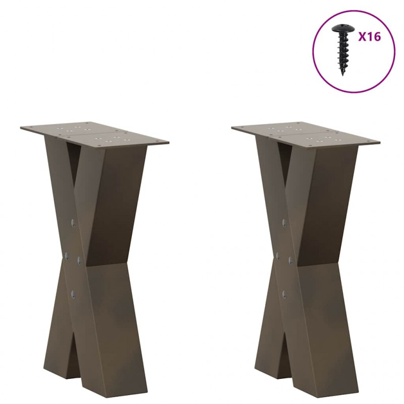 Nogi do stolika kawowego w kształcie litery X 2 szt. Naturalna stal 38x(42-43) cm Stal