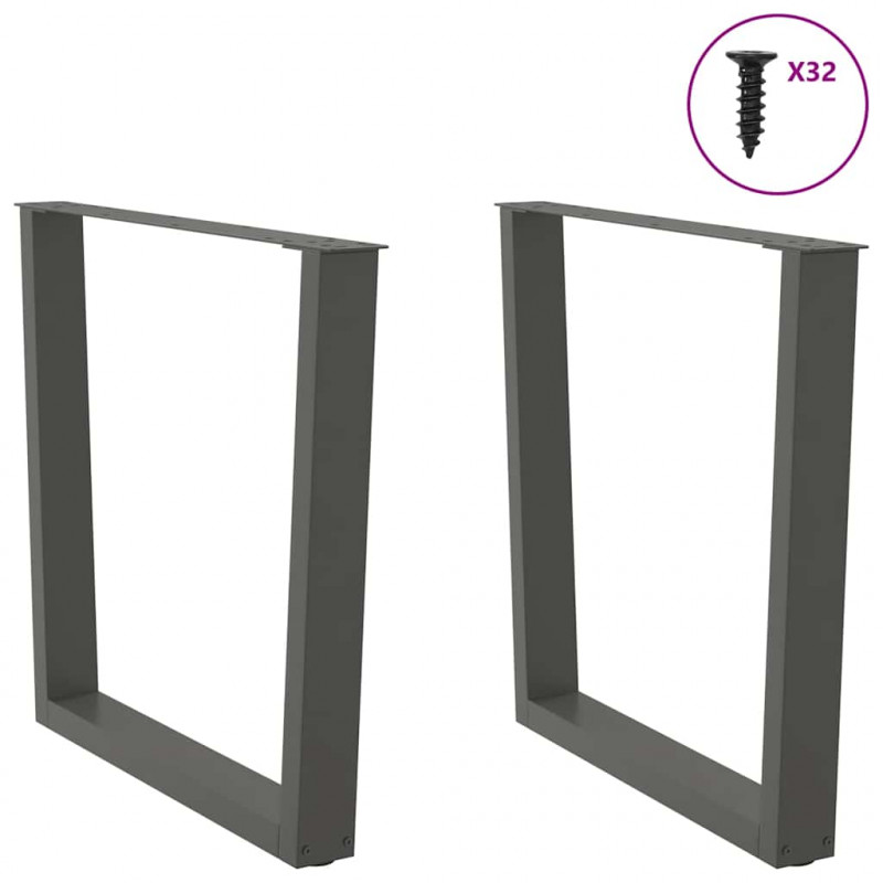 Nogi do stołu jadalnego w kształcie litery V 2 szt. Antracyt 90x(72-73,3) cm Stal