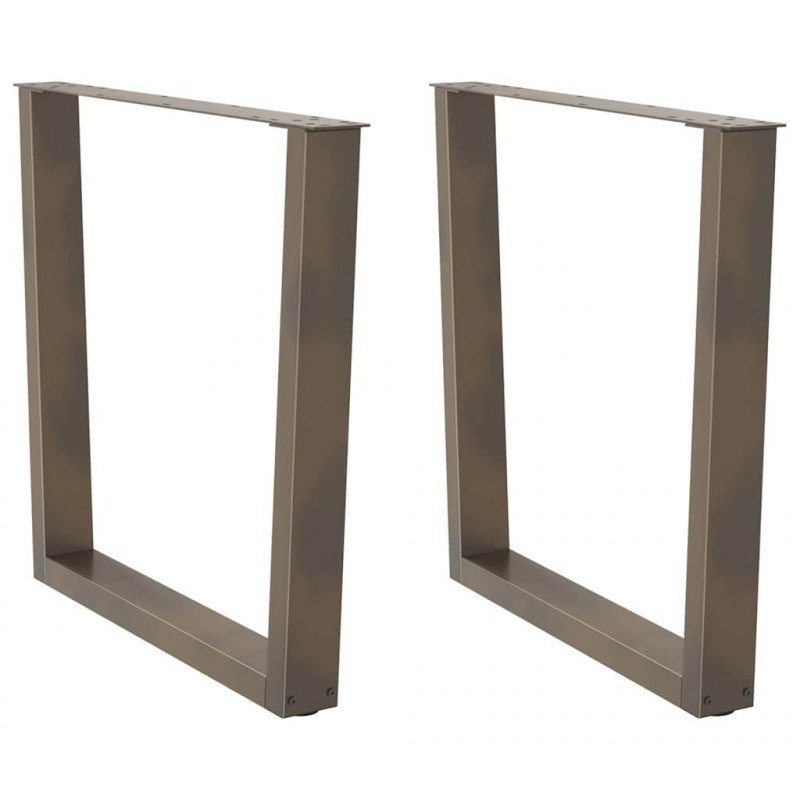 Nogi do stołu jadalnego w kształcie litery V 2 szt. Naturalna stal 90x(72-73,3) cm Stal