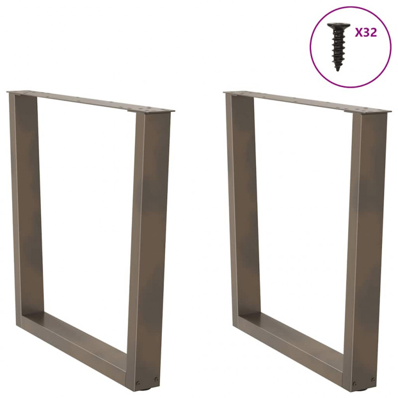 Nogi do stołu jadalnego w kształcie litery V 2 szt. Naturalna stal 90x(72-73,3) cm Stal