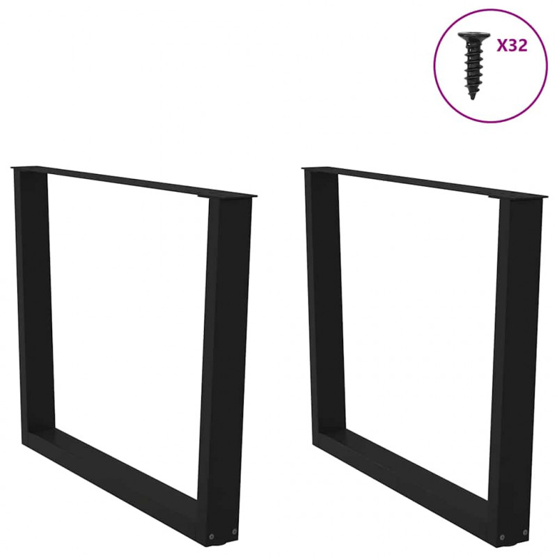 Nogi do stołu jadalnego w kształcie litery V 2 szt. Czarne 100x(72-73,3) cm Stal