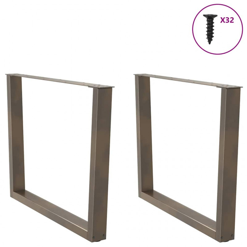 Nogi do stołu jadalnego w kształcie litery V 2 szt. Naturalna stal 100x(72-73,3) cm Stal