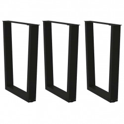 Nogi do stołu jadalnego w kształcie litery V 3 szt. Czarne 70x(72-73,3) cm Stalowe