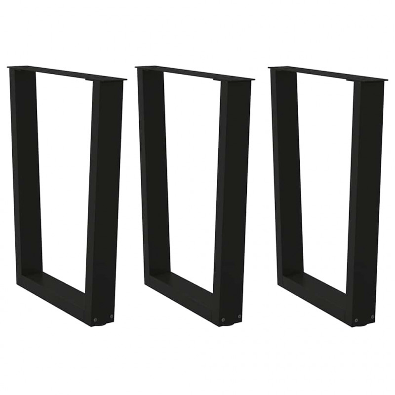 Nogi do stołu jadalnego w kształcie litery V 3 szt. Czarne 70x(72-73,3) cm Stalowe