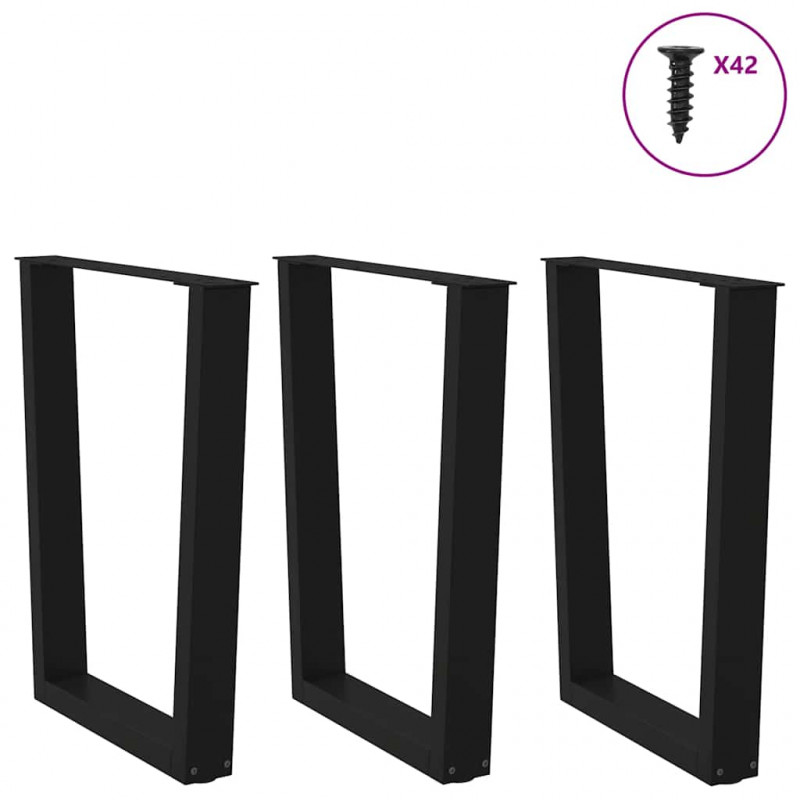Nogi do stołu jadalnego w kształcie litery V 3 szt. Czarne 70x(72-73,3) cm Stalowe