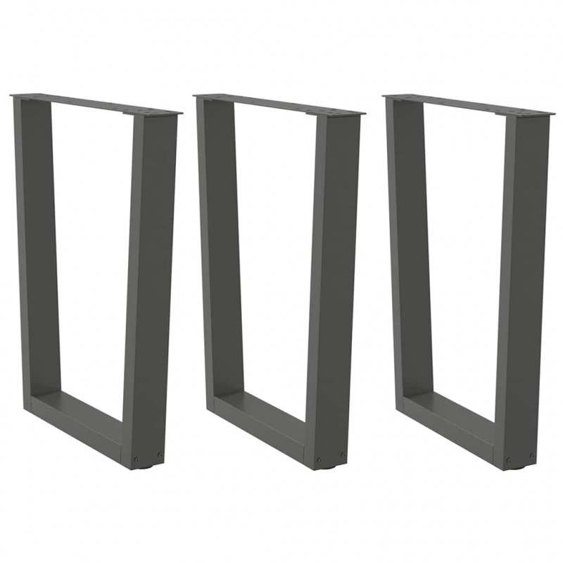 Nogi do stołu jadalnego w kształcie litery V 3 szt. Antracyt 70x(72-73,3) cm Stal