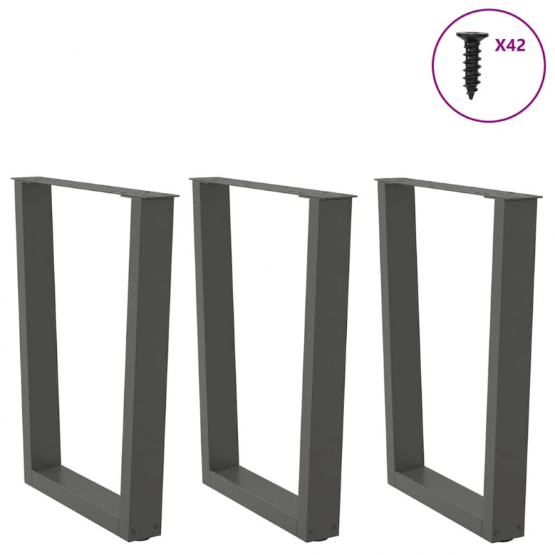 Nogi do stołu jadalnego w kształcie litery V 3 szt. Antracyt 70x(72-73,3) cm Stal