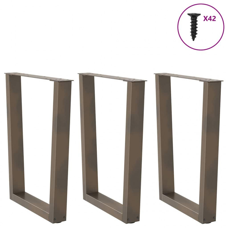Nogi do stołu jadalnego w kształcie litery V 3 szt. Naturalna stal 70x(72-73,3) cm Stal