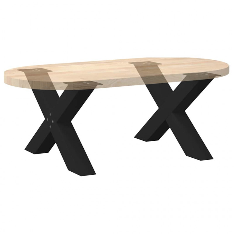 Nogi do stolika kawowego w kształcie litery X 2 szt. Czarne 70x(42-43) cm Stal